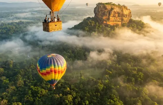 Hot Air Ballooning Over Jungle Canopy